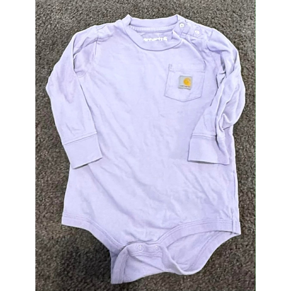 Carhartt Baby Girls Lavender Purple Long Sleeve Pocket Bodysuit 18M Onesie
